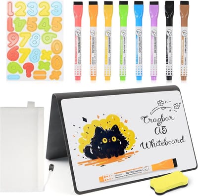 Mini Whiteboard - Draagbaar Memobord - Notities Maken - Dubbelzijdig Schrijven - A5 Formaat - Zwart
