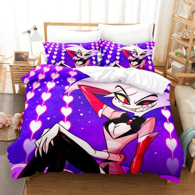 Collection de Literie Hazbin El Dessin Animé Mode Collection Housse de Couette Avec Taie d'Oreiller Lit Jumeau, Lit Simple, Lit Double, Lit King Size Literie Avec Linge de Lit Textiles de Maison EU Twin 135x200cm