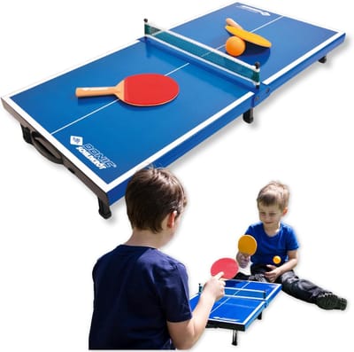 Mini tafeltennistafel met 2 batjes en 1 bal - Inklapbaar en draagbaar, ideaal voor thuisgebruik
