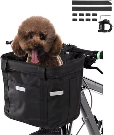 Core® Hondenfietsmand - Fietstas Hond - Hondenfietsmand Afneembaar - Zwart - 34cm x 24cm x 25cm