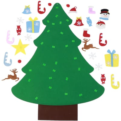 DIY Vilt Kerstboom Set Wandhanger Decoratie Kind Nieuwjaar Kerstcadeau Kerstversiering green