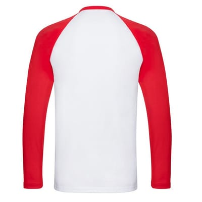 Fruit of the Loom Heren Valueweight Baseball T-shirt met lange mouwen (Wit/rood)