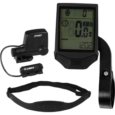 Fietscomputer draadloos met hartslagsensor Multifunctionele regenbestendige fietscomputer met zwart