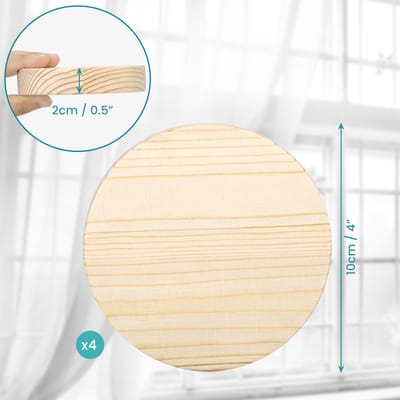 Unyqoos ® Set van Vier Ronde Houten Platen voor Creatieve Decoratieve Projecten en Ambachten