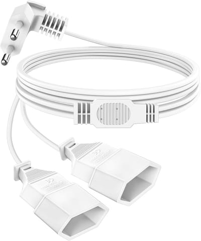 VIEVRE 3,0 m stroomkabel verlenging netsnoer, 2-in-1 eurostekker verlenging, platte stekker, type C-stekker, eurostekker 0,75 mm² Max, 2,5 A/250 V voor tv pc computer monitor