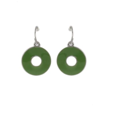Behave - Oorbellen - Oorhangers Rond Groen Retro Look - 2.5 cm