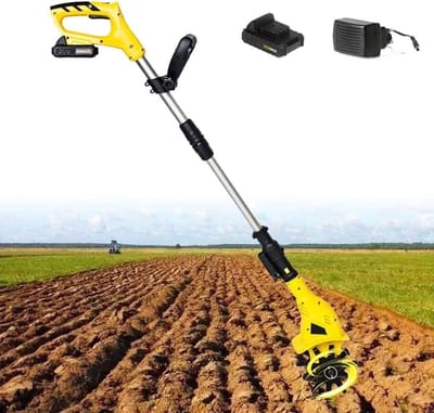 Elektrische Helmstokcultivator - Accugrondfrees Tuinfrees - Grond Losmaken - Lichtgewicht Ontwerp - 10 cm Werkbreedte - Zwart