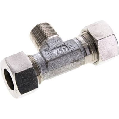 18L & R1/2'' RVS T-stuk Snijringkoppeling Buitendraad 315bar ISO 8434-1