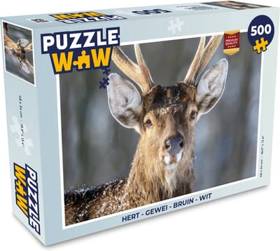 Puzzel Hert - Gewei - Bruin - Wit - Legpuzzel - Puzzel 500 stukjes