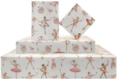 Inpakpapier Verjaardag - Ballet Thema - 4 Vellen - 50 x 70 cm - Roze Zwaan/Balletschoenen - Premium Dik Papier - Matte Afwerking - Cadeaupapier