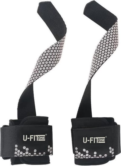 U Fit One Zilver Lifting Straps - Deadlift straps - Powerlifting - Fitness Straps - Wrist support - Bodybuilding - Padded straps - Crossfit