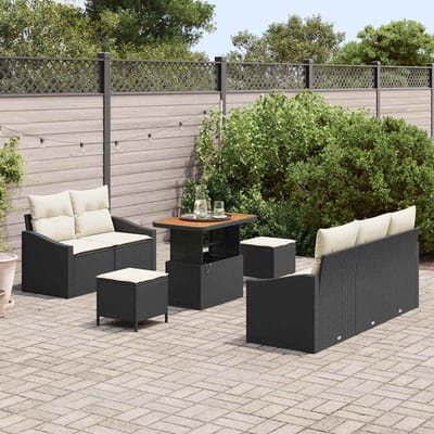 vidaXL - Tuinbank - Set - 8 - st - 7-Aantal - zitplaatsen - Zwart - en - Crème