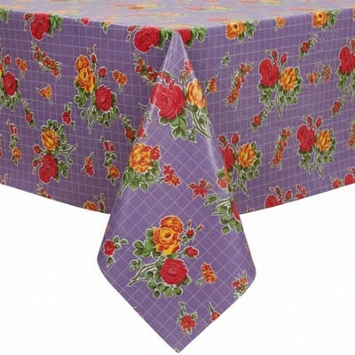 Protecttable - Rond Mexicaans tafelzeil Rosedal paars ⌀118cm - Tafelkleed Afwasbaar - Kunststof