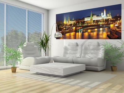 City Moscow River Bridge Skyline Night Photo Wallcovering