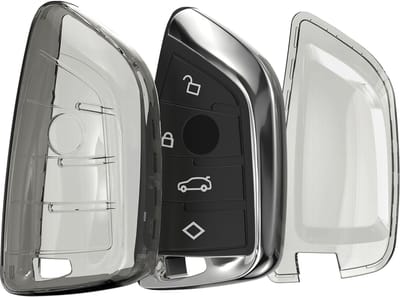 kwmobile autosleutel hoesje geschikt voor BMW 3-knops Smart Key autosleutel - Autosleutel behuizing van TPU - Transparant in zwart / transparant