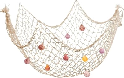 Zandbak Schelp - Decoratief Vissersnet - Katoen - Handgeweven - Met Natuurlijke Schelpen - Voor Thuis en Feesten