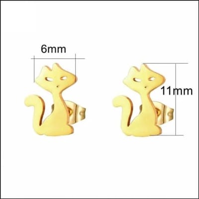 Rvs sieraden - Oorbellen - Schattige katten oorbellen - goudkleur-kind
