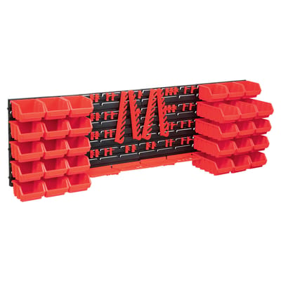 vidaXL - 80-delige - Opslagbakkenset - met - wandpanelen - rood - en - zwart