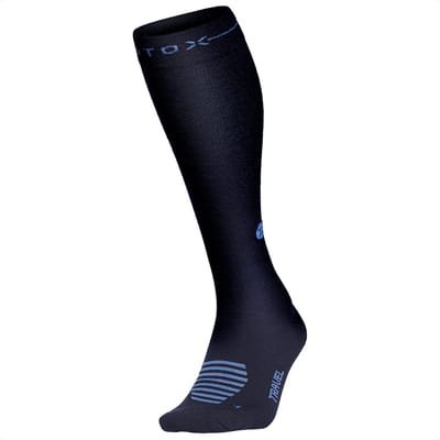 STOX Energy Socks Merino Travel Sokken Heren - Compressiekousen Vliegtuig - Navy / Blauw - Merino Wol Compressie Sokken - Vliegtuigsokken - Reissokken - Naadloos - Steunkousen - Maat: 40-44