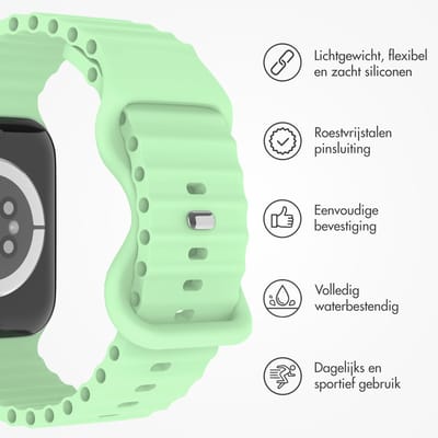 Athletic siliconen bandje - Geschikt voor Apple Watch 1, 2, 3, 4, 5, 6, 7, 8, 9, 10, 11 (42 mm), SE - 38/40/41 mm - Mintgroen