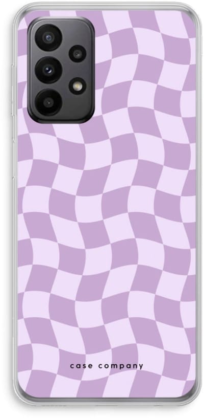 Case Company® - Hoesje geschikt voor Samsung Galaxy A23 hoesje - Grid Paars - Soft Cover Telefoonhoesje - Bescherming aan alle Kanten en Schermrand