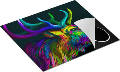 Chefcare Inductie Beschermer Hertenkop - Hert - Abstract - Kleur - 60x50 cm - Afdekplaat Inductie - Kookplaat Beschermer - Inductie Mat