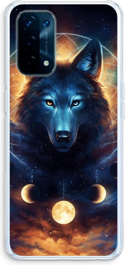Case Company® - Hoesje geschikt voor Oppo A74 5G hoesje - Wolf Dreamcatcher - Soft Cover Telefoonhoesje - Bescherming aan alle Kanten en Schermrand