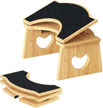 Toiletkruk - Kloenhocker Voetensteun - Comfortabeler Toiletbezoek - Natuurlijk Bamboe Materiaal - 40 x 24.5 x 26.5 cm - Natuurlijk Zwart