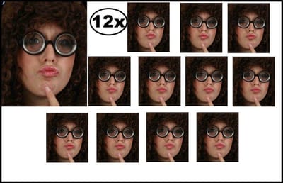 12x Jampot bril + dikke glazen - grappig en fout dubbel  carnaval optocht thema party feest