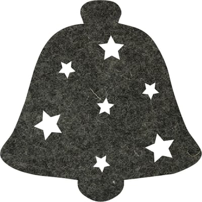 Kerstbel 2 vilt onderzetter - Gemeleerd antraciet - 6 stuks - ø 10 cm - Tafeldecoratie - Glas onderzetter - Valentijn - Cadeau - Woondecoratie - Tafelbescherming - Onderzetters voor glazen - Keukenbenodigdheden - Woonaccessoires - Tafelaccessoires