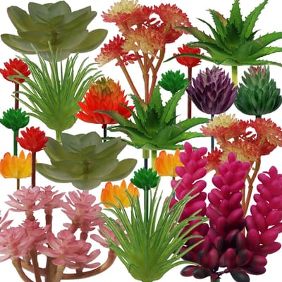 Dailygoody - Kunstmatige vetplanten - Kleurrijke nepvetplanten - Ideaal voor decoratie - Mini formaat - Voor binnen en buiten - Perfect voor knut