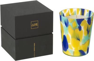 J-Line geurkaars Noa - White Tea - glas - rood/geel - medium - 68U