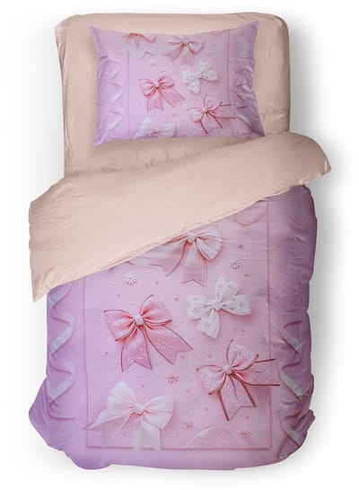Eleganzzz Kinder Dekbedovertrek Butterfly Tie - Strikjes Dekbedovertrek - Pink - 140x200/220cm - Dekbedovertrek Kinderen - Micropercal - Eenpersoons