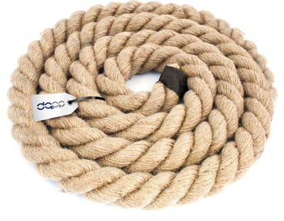 DQ-PP JUTE TOUW, 5 m, 22 mm dikte, koord naturel bruin natuurlijke vezels, DIY decoratie, macramé, tuin touwtrekken leuning