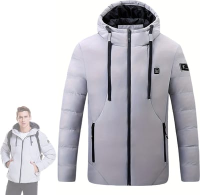 Livano Verwarmde Jas - Heating Jacket - Thermo Jas - Elektrische Kleding - Jas Met Verwarming - Heren - Maat M - Grijs