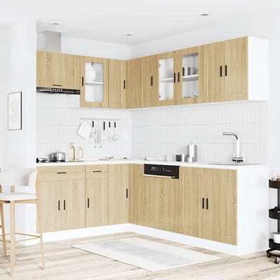 vidaXL - 11-delige - Keukenkastenset - Porto - bewerkt - hout - sonoma - eikenkleur