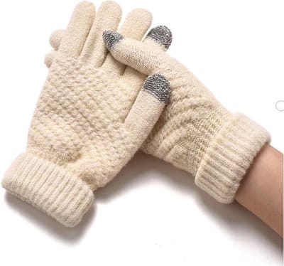 Touchscreen Handschoenen - Velvet Beige - One Size - Stretch - Mobiel - Heerlijk warm - De winter Favoriet!!