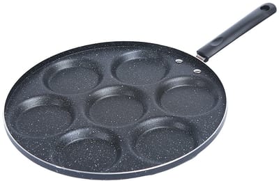 Lily Cook Mini Pannenkoekenpan - Alle kookplaten geschikt - zwart - dia 30 cm - mini eitjes - 7 uitsparingen - pancakes