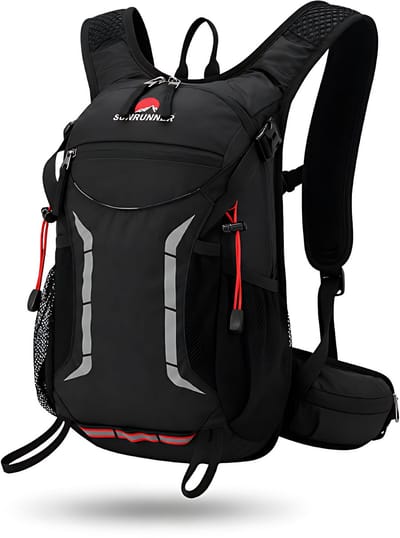 CarryQuest® - 25L Outdoor Klimtas - Waterdichte Nylon Hiking Rugzak met Drinksysteem, Rugventilatie, Front-/Toploader, Zachte Rug & Meerdere Vakken - 16x23x40 cm - Zwart