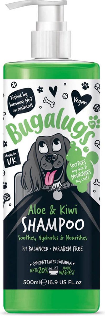 Bugalugs - Hondenshampoo Aloë & Kiwi - Alle vachttypes - Fles met pompje - Vegan - 500 ml