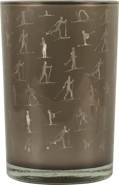 Theelichthouder ski taupe zilver large 18cm