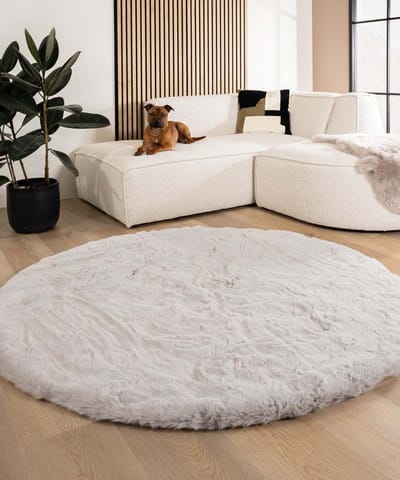 Fluffy vloerkleed rond - Comfy Deluxe lichtgrijs 80