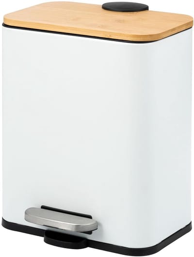 Kleine pedaalemmer 5 liter met soft-close bamboedeksel voor badkamer en keuken