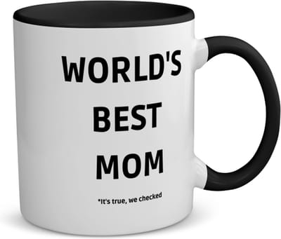 Akyol - world's best mom it's true we checked koffiemok - theemok - zwart - Mama - werelds beste moeder - moeder cadeautjes - moederdag - verjaardag - geschenk - kado - 350 ML inhoud