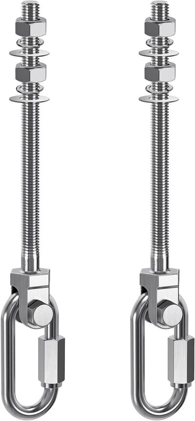 Set van 2 Houten Stangen M10 x 225 mm voor Hangmat, Hangstoel en Zwenkbare Bokszak met RVS Bevestiging