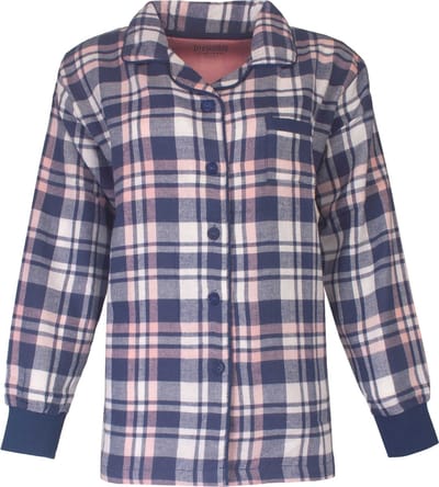 Irresistible - Mix & Match - Dames Pyjama Top - Doorknoop Top - Geruit - Flannel - 100 % Katoen. - Maat L