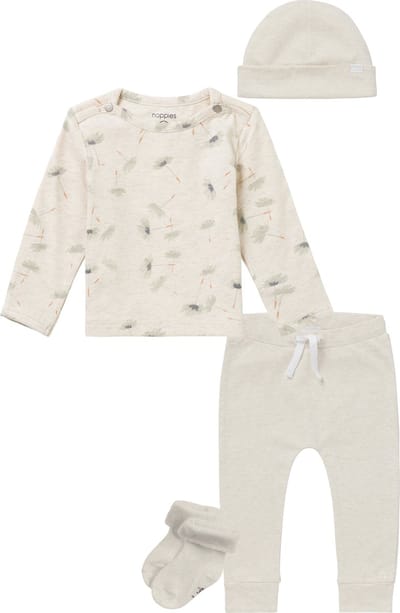 Noppies - Kledingset - Unisex - 4delig - Broek Melissa Oatmeal - Shirt Midfield Oatmeal - Muts Babylon Oatmeal en 1 paar sokjes - Maat 68