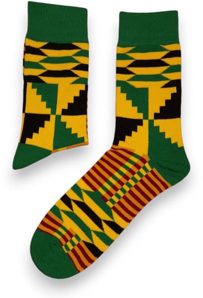 Afrikaanse sokken / Afro sokken / Kente sokken - Groen Geel - Afrika print kousen / Happy Colorful Socks / Vrolijke sokken Maat 41-46