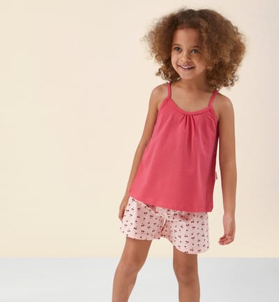 Little Label - shortama meisjes - roze kersen - 98-104 / 4Y - extra zachte bio-katoen