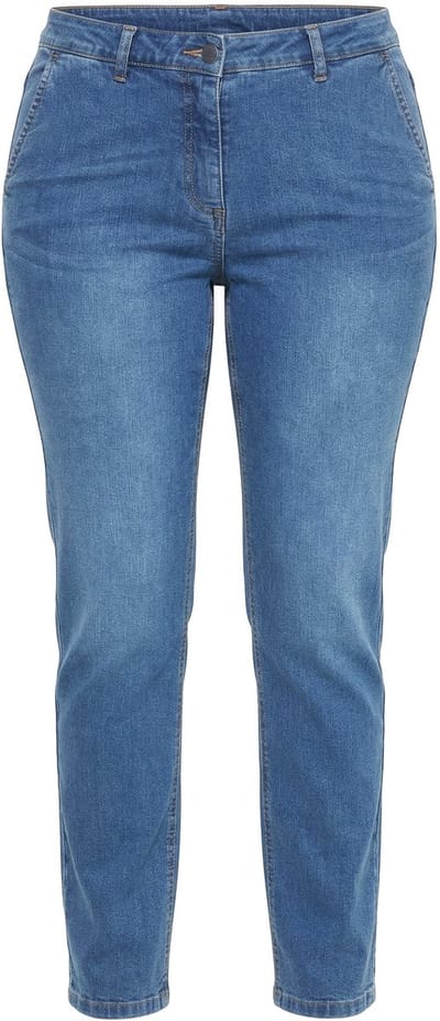 Ulla Popken - Dames - Sammy jeans smalle pijpen stretchdenim comfortband - Blauw denim - Maat 44